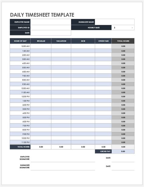 Free Daily Timesheet & Time Card Templates .
